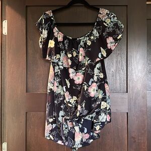 CY tie flowy shirt